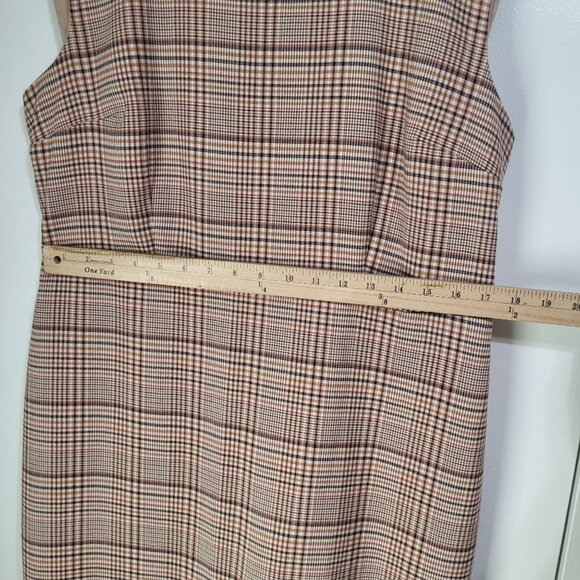 Ann Taylor Factory Plaid Sleeveless Lined Dress Women's SZ 14 Brown - Picture 6 of 11